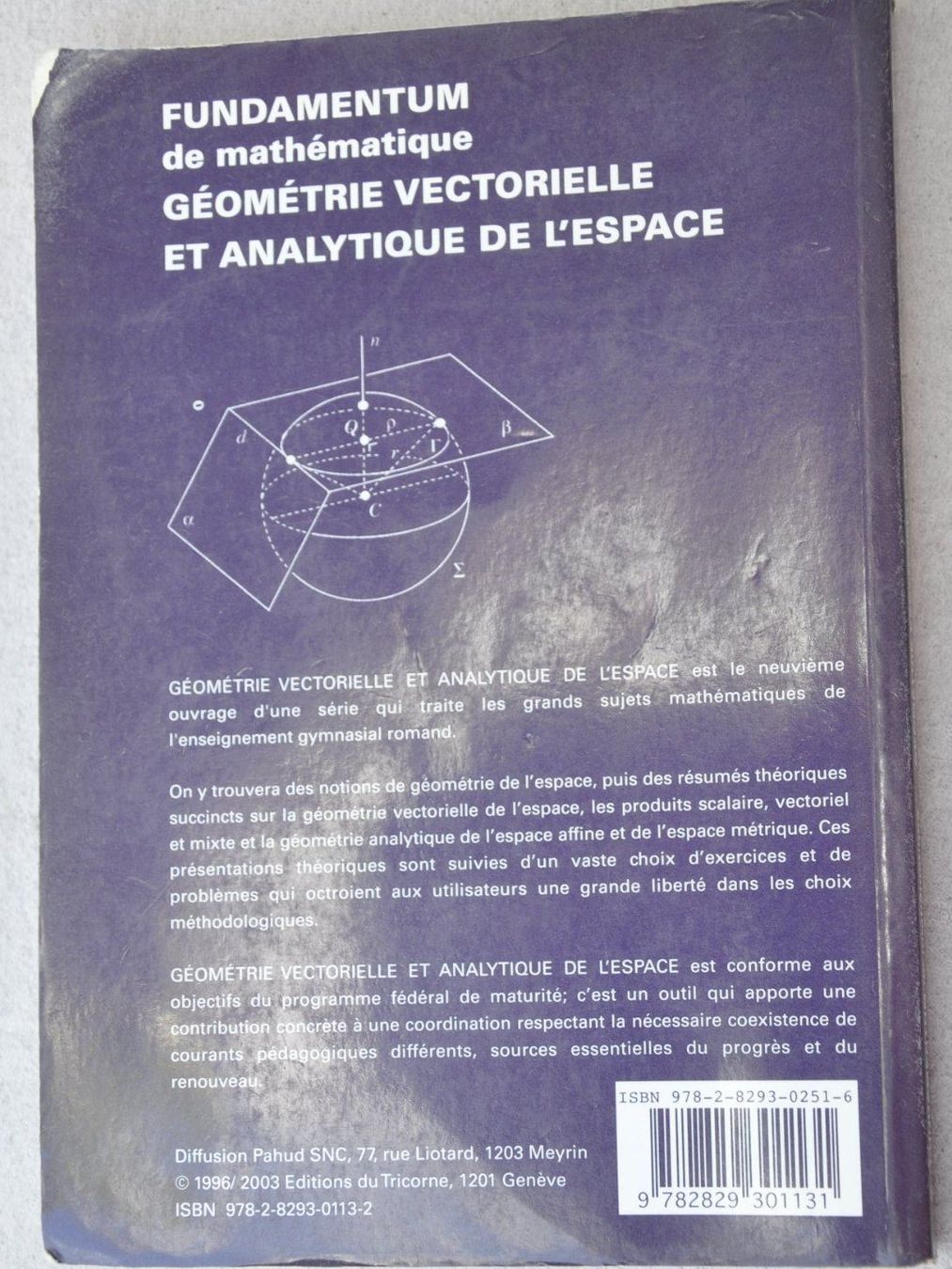 Bücher: Fundamentum de mathématique géométrie vectorielle analytique – Gebraucht aus Fully von Minouchka 2