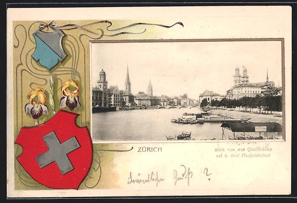 Cartes postales: Passepartout-Lithographie Zürich, Blick – D'occasion à Berlin par bartko-reher