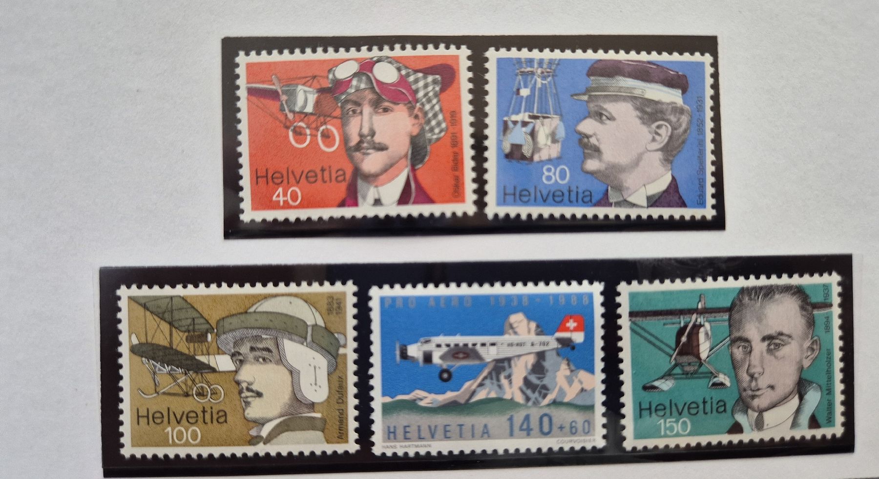 Tutti i francobolli: Schweizer Luftfahrt Pioniere Briefmarken-Sammlung Top! – Usato da Niederglatt ZH venduto da s_trio 2