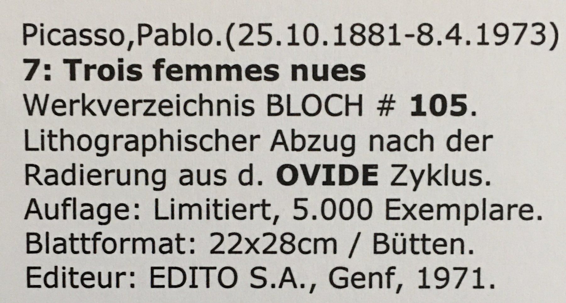 Grafica & Litografie: Pablo Picasso OVID "Planche VII" – Usato da Nennigkofen venduto da Sommersonnen 5