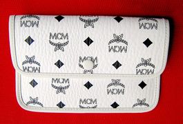 Original MCM - Clutch Bag, Leder weiss/hellbeige, NEU !