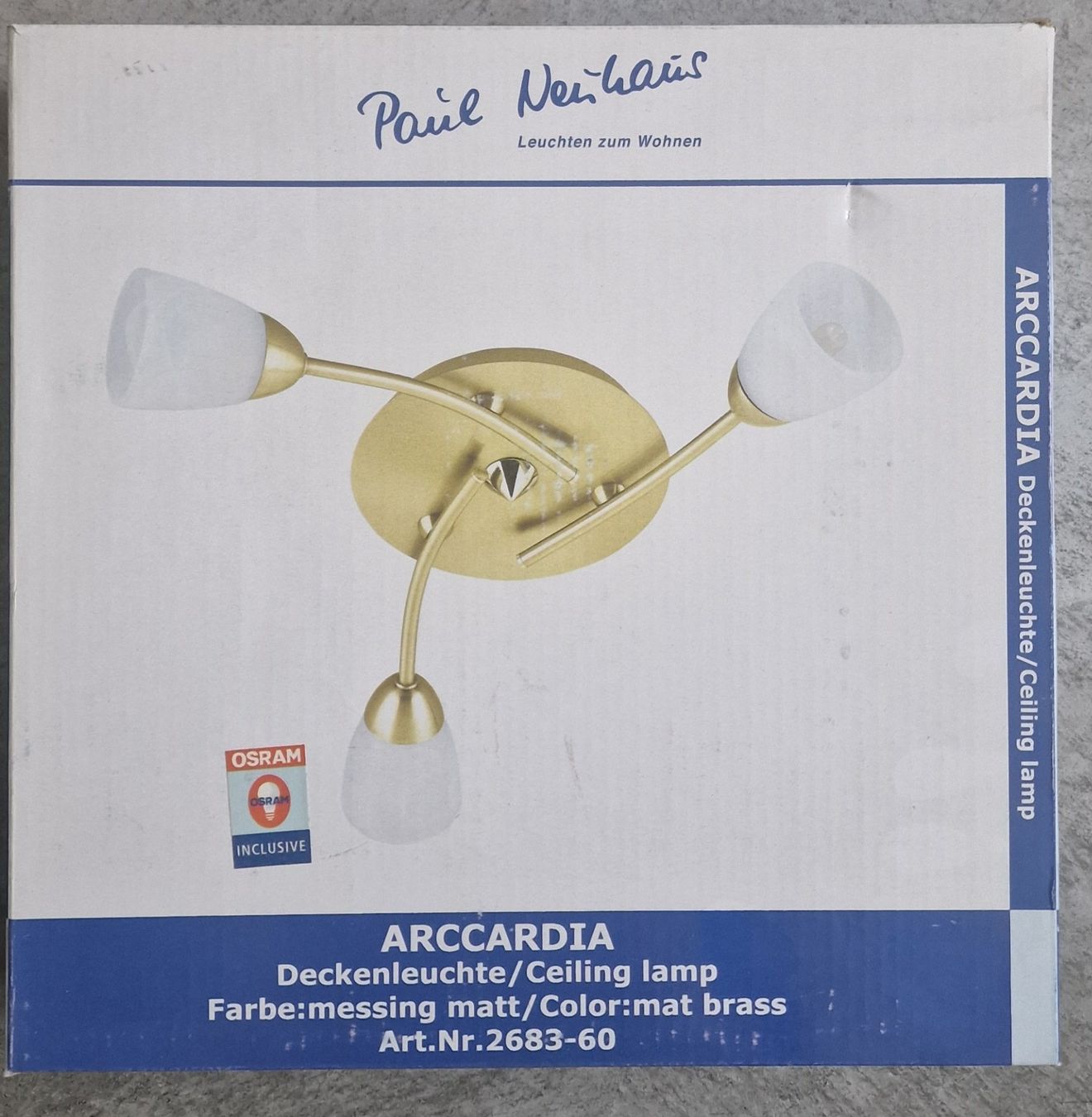 Lampadari & plafoniere: ARCCARDIA Deckenleuchte, neu, messing matt, Top-Design! – Nuovo e nell'imballaggio originale da Gommiswald venduto da Leuchtenwelt.ch