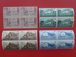 1949 Pro Patria: B42-B45 Serie Viererblöcke "ungebraucht"