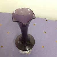 elegante Blumenvase mit Kristallsockel Vintage 25 cm Ki3