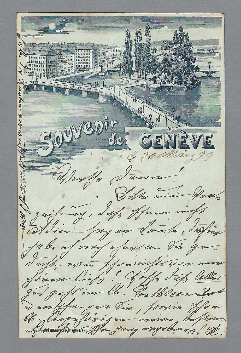 Cartoline postali: 1899, GENÈVE, LITHO – Usato da Pura venduto da ulisse1957