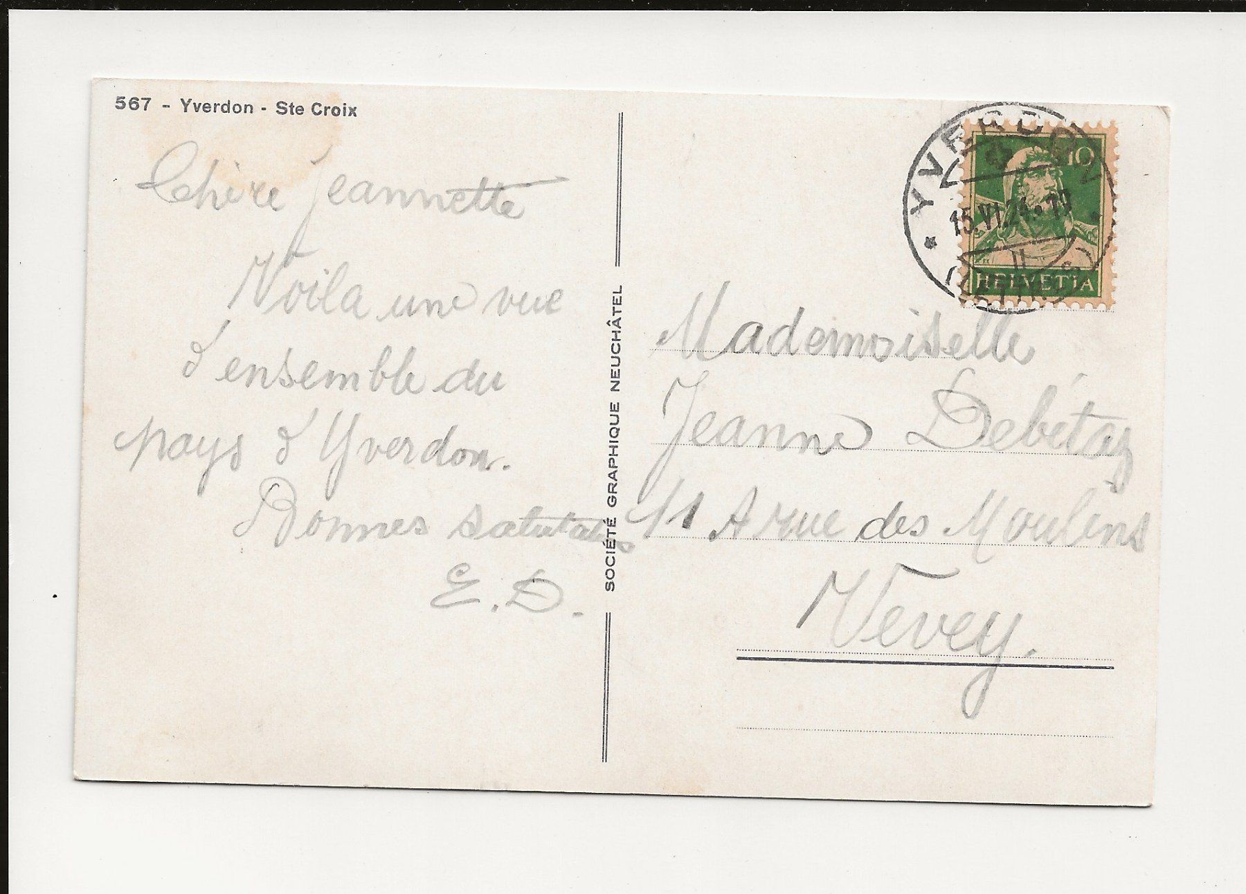 Cartes postales: AK 1924 Yverdon-Ste Croix – D'occasion à Greifensee par 315WDO 1