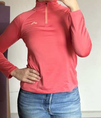 Lachsfarbener Sportpullover mit Zipper, Grösse XS
