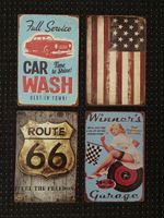 Set Blechschilder-Replikas im amerikanischen Vintage-Stil