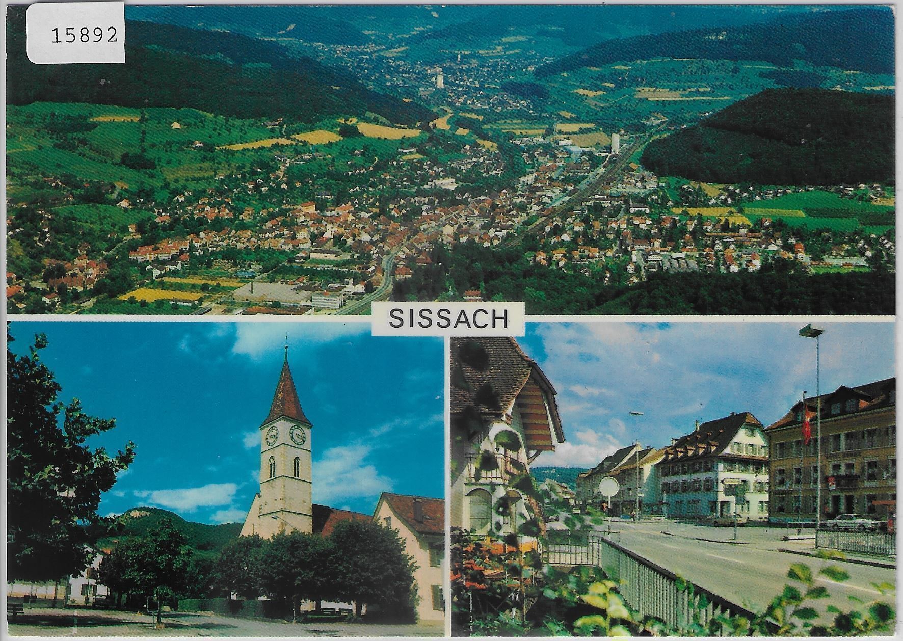 Cartes postales: Flugaufnahme Sissach BL - Kirche – Antique à Ettingen par Kartenplanet