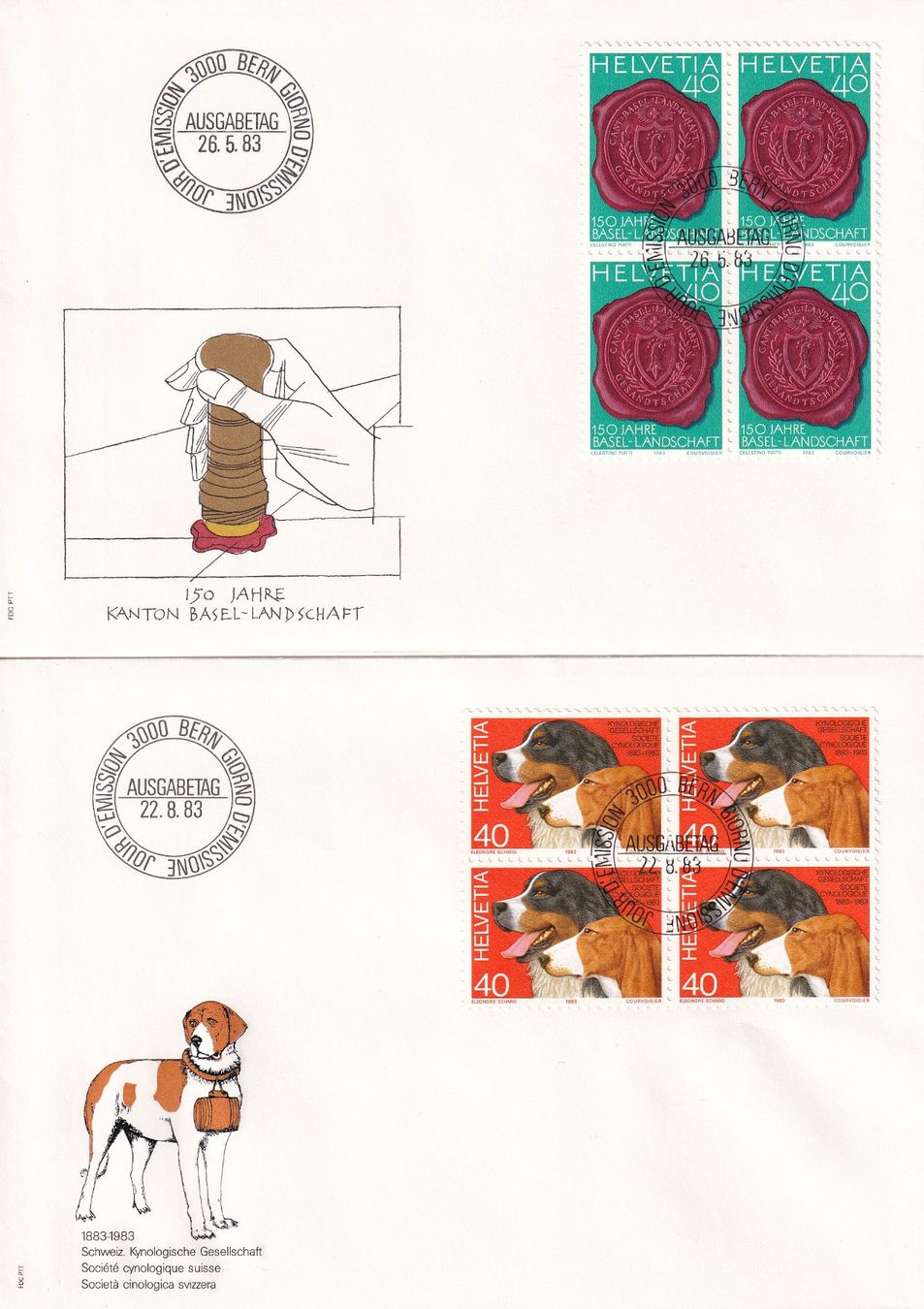 Alle Briefmarken: Lot 10 Briefe FDC 4er Block  1983 – Gebraucht aus Rossa von becky05 2