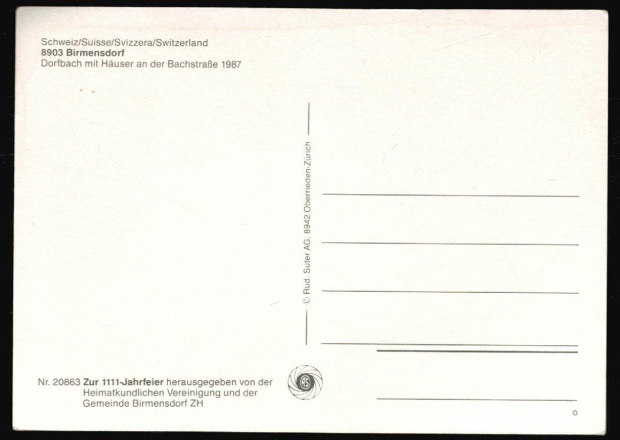 Cartoline postali: AK Birmensdorf – Usato da Zürich venduto da Tolima194 1