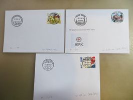 3 Briefe Orts-FDC Sondermarken 2016 mit Vollstempel