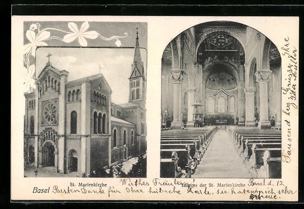 Cartoline postali: Basel, Innen- und Aussenansicht der St.  – Usato da Berlin venduto da bartko-reher