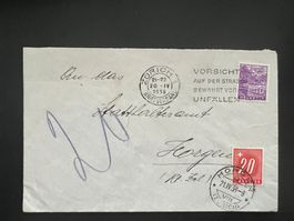 Brief Strafporto div. Stempel 1938  (G52)