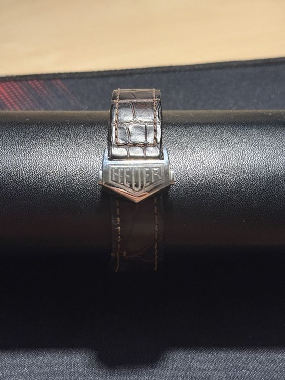 Bracelet Montre Cuir Crocodile Marron 22/18mm Compatible Tag Heuer - Fabrication Allemande