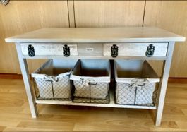 Meuble ancien relooké pour salle de bain, d’appoint 90x50x55