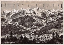 Vogelschau-AK: Berner Oberland, Jungfraujoch, um 1945