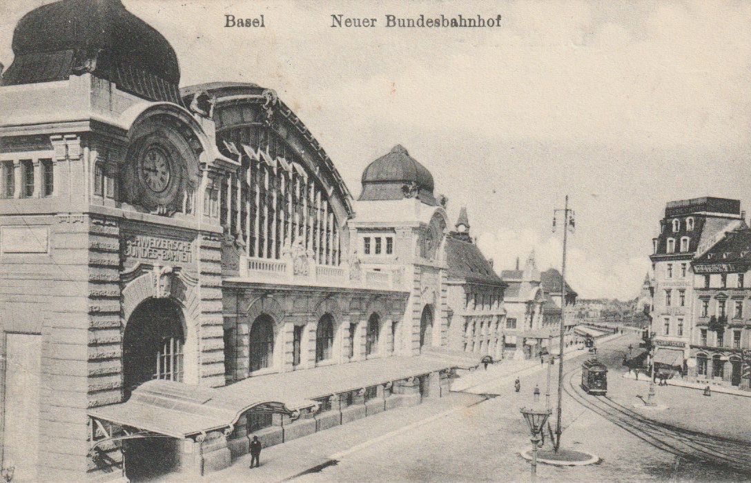 Ansichtskarten: CH 257 Basel, Neuer Bundesbahnhof, 1907 – Gebraucht aus Freienbach von Bhaltis