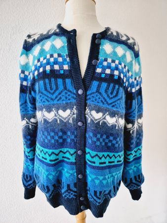 STRICKJACKE JACKE VINTAGE MALINA WONG 38 PERLEN TOP PULLOVER