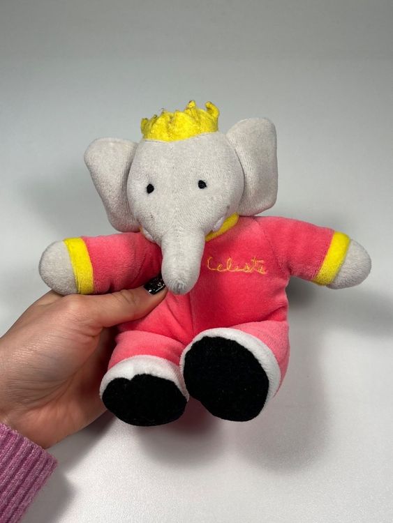 Peluche Babar L'éléphant - 20cm En Polyester Doux - Vert - Officielle Jemini, Fabriqué En France