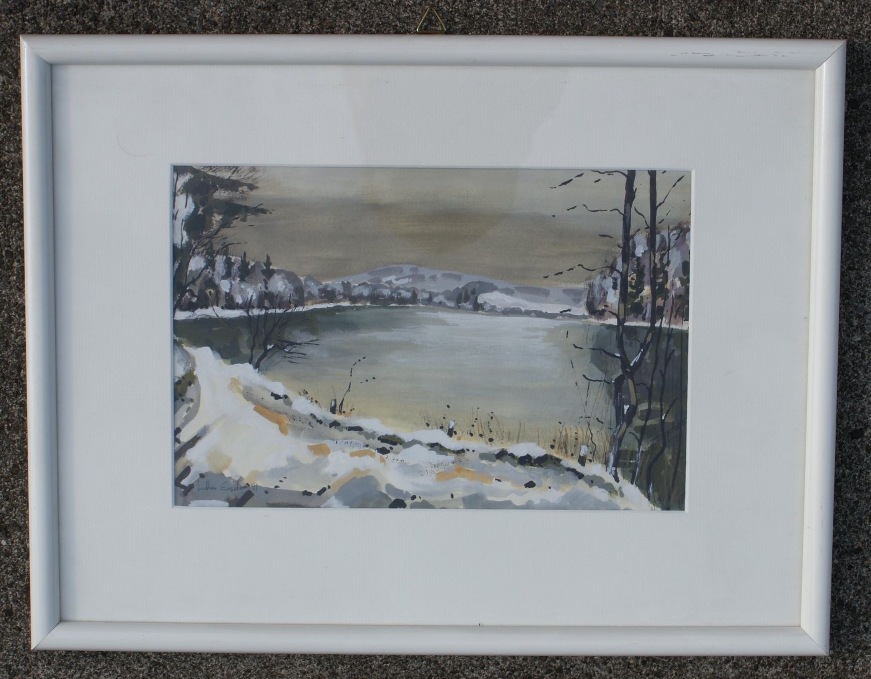 Gemälde: Eugster Lothar, Herisau, Ölbild, Weiher, See, Winter – Gebraucht aus Herisau von Saentis1