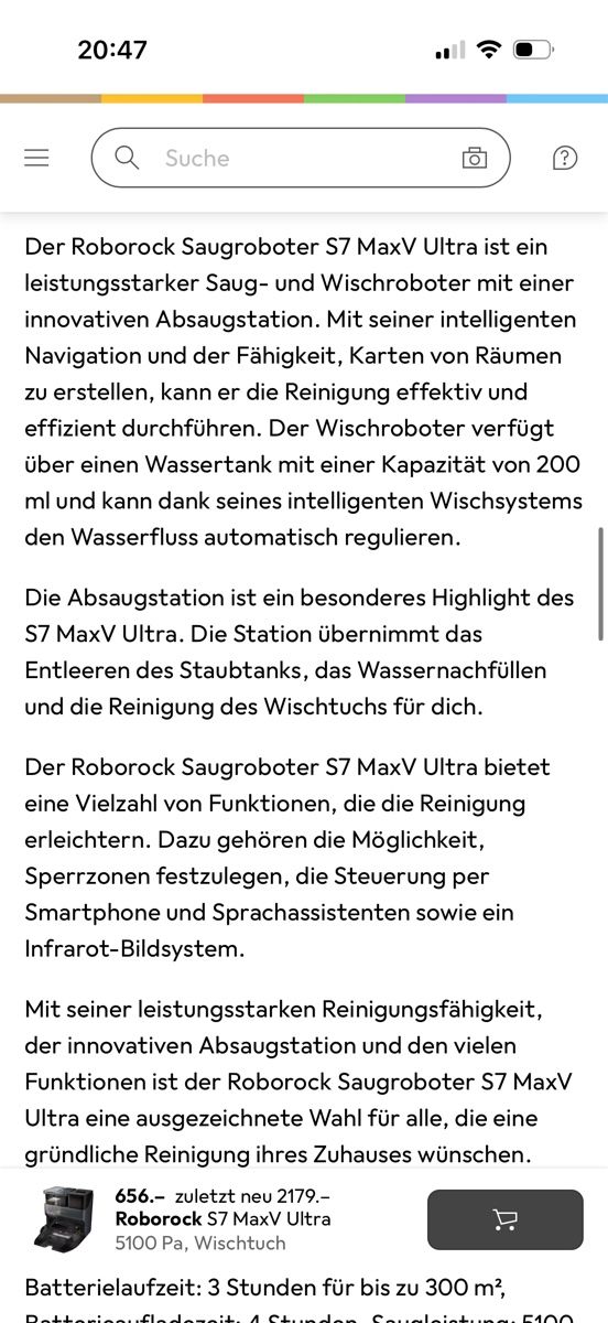 Roborock Aspirapolveri & Accessori: Saugroboter Roborock S7 MaxV Ultra – Usato da Luzern venduto da bonnie23 3