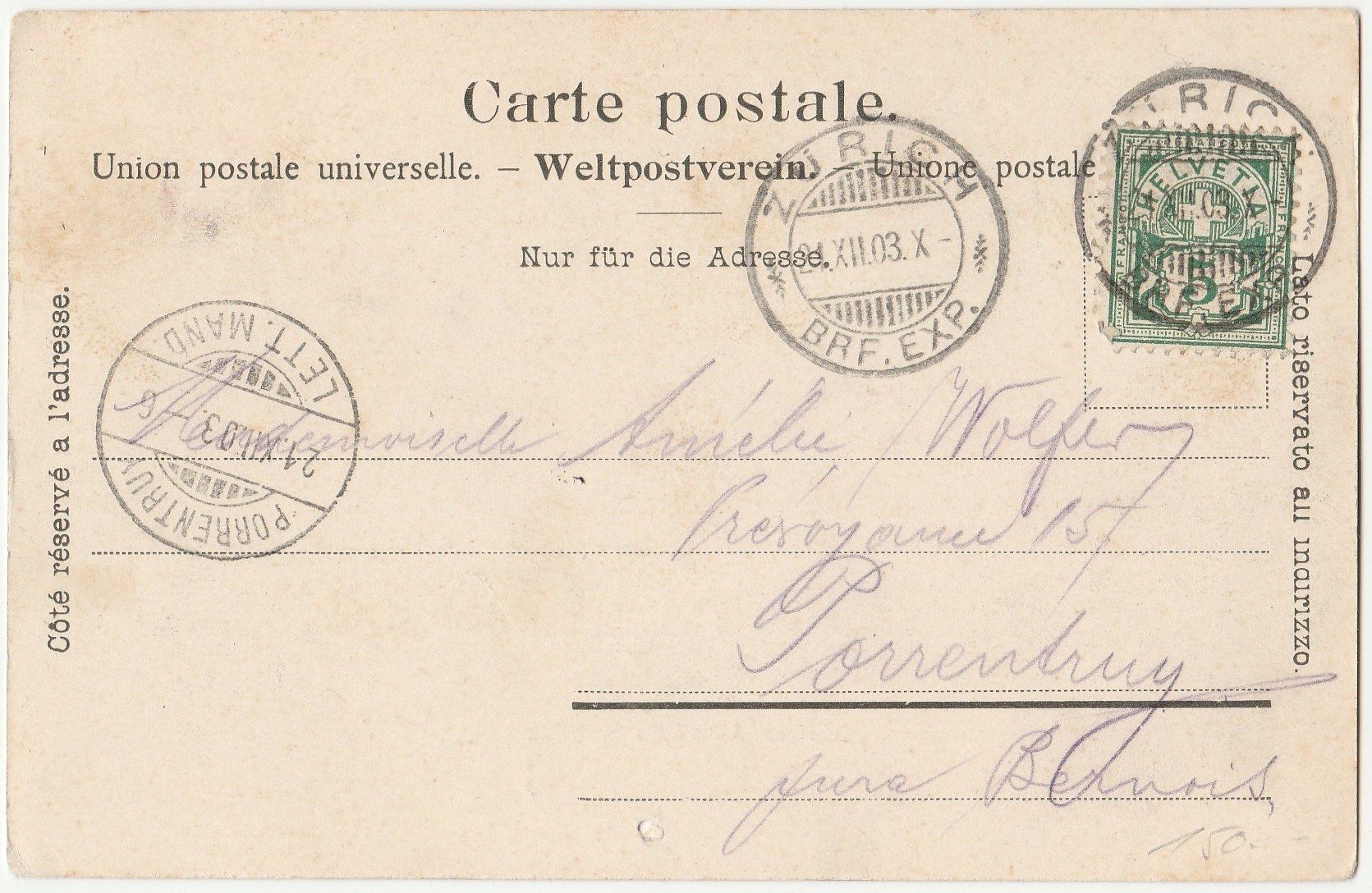 Cartoline postali: Alfred Escherplatz - (1903) – Usato da Fällanden venduto da Blausegelfliege 1