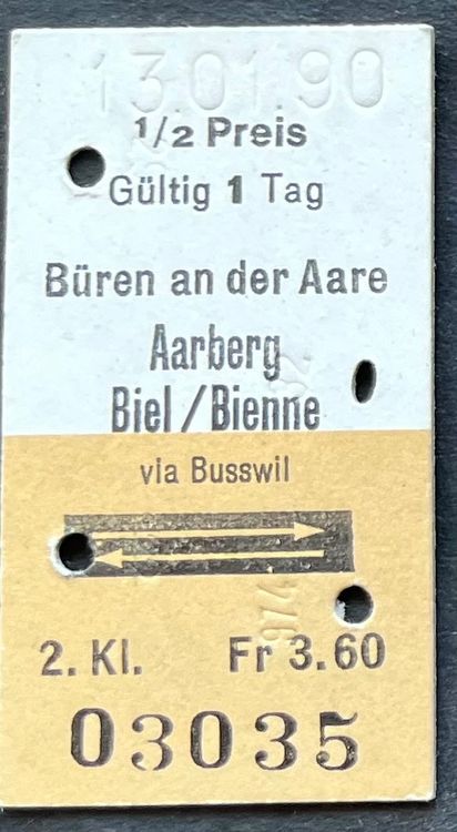 Büren an der Aare Aarberg Biel / Bienne via Busswil/ 1990 Kaufen auf