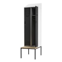 Schliessfachschrank + Bank - Umkleidespind - Grau-Anthrazit