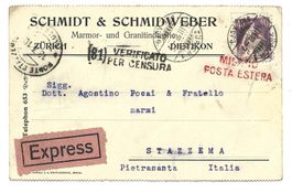 Express-Zensur-Postkarte 14.III.18 Sitzende-Helvetia Nr. 112