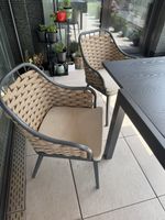 2er-Set Aluminium-Gartenstühle mit Rope-Geflecht & Sitzkisse