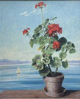Hermann Werner (1884–1986) Geranio rosso sul Lago Lemano