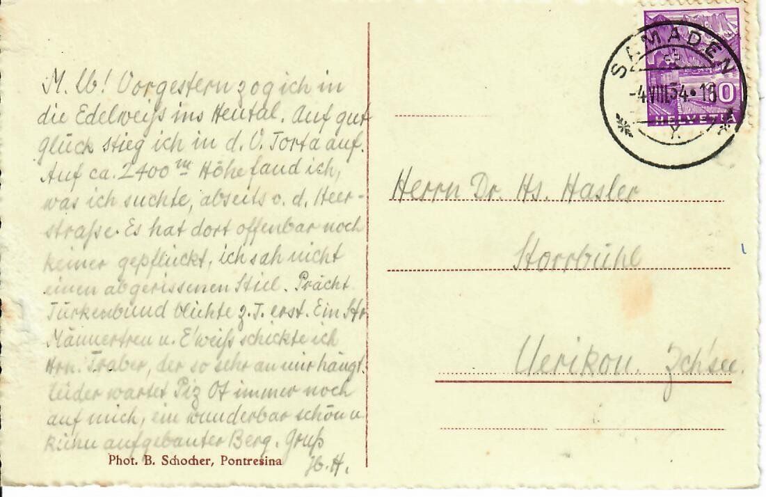 Cartoline postali: Blick ins Heutal mit Piz Alv 1934 – Usato da Hochdorf venduto da Ziegel-16 1