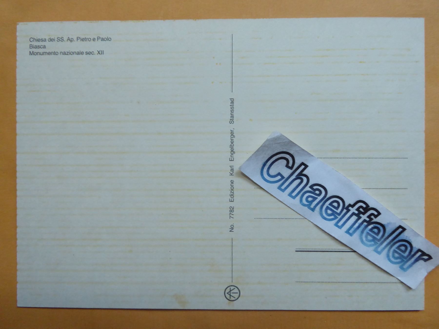 Cartoline postali: Chiesa deu SS. Ap. Pietro e Paolo – Nuovo (secondo la descrizione) da Zürich venduto da Chaeffeler 1