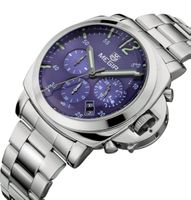 Herren Armbanduhr Megir Chronograph Edelstahl Blau Uhr