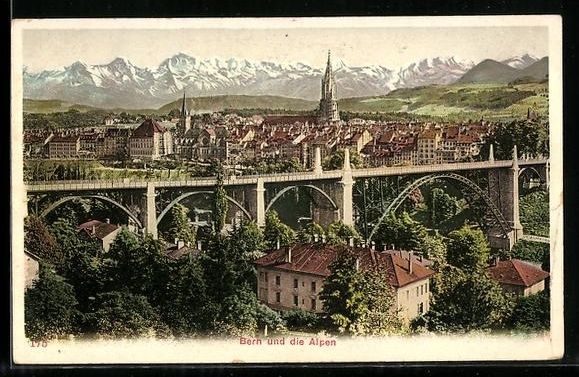 Ansichtskarten: Bern, Teilansicht des Ortes mit Alpenpan – Gebraucht aus Berlin von bartko-reher