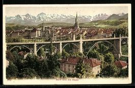 Bern, Teilansicht des Ortes mit Alpenpan