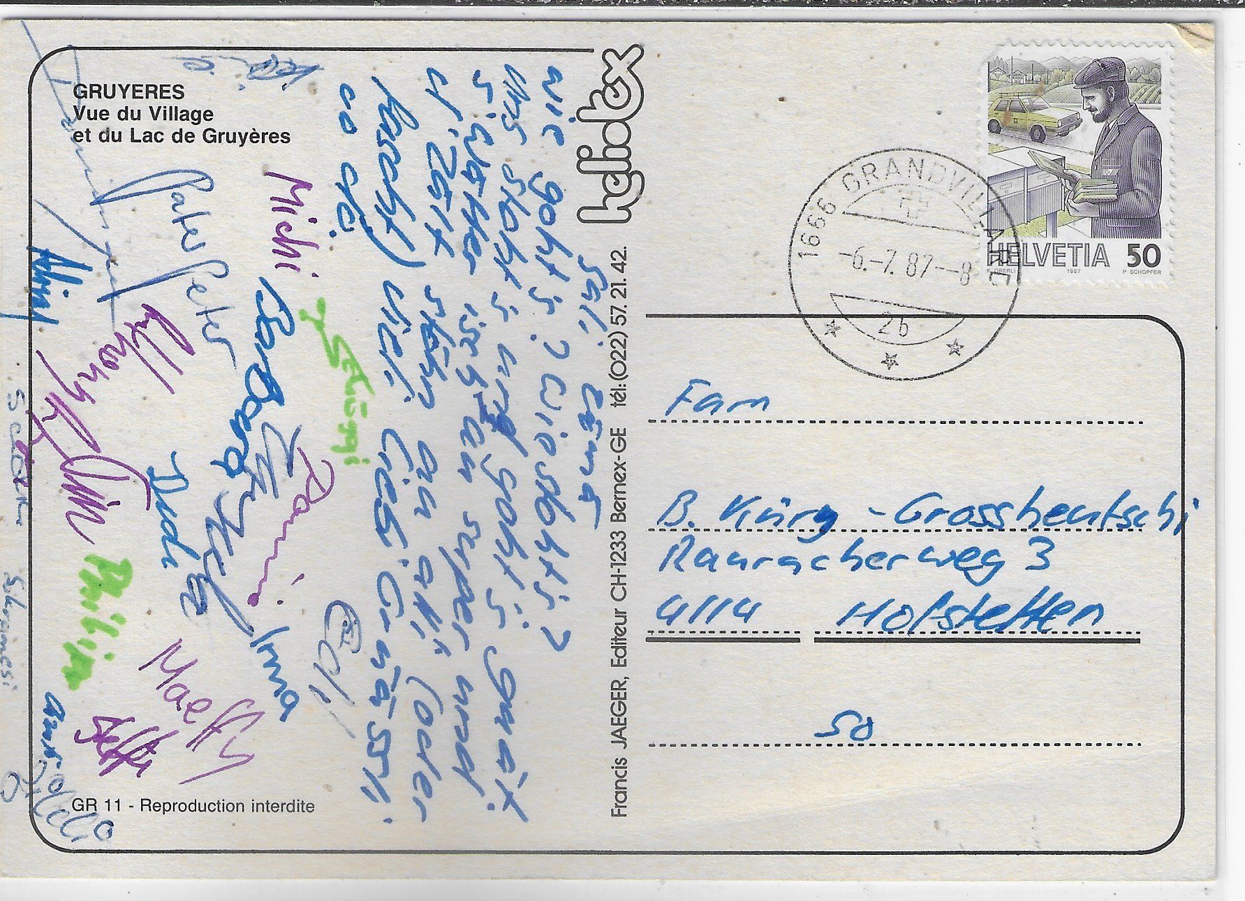 Cartoline postali: Gruyeres - Vue du Village – Usato da Ettingen venduto da Kartenplanet 1