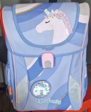School Backpack Tiger Family Unicorn Blue Used