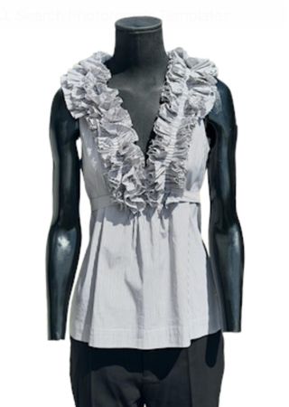 BCBG MAXAZRIA Elegantes Sommertop mit Rüschenkragen, Gr. S