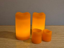 4-er SET, LED-Kerzen mit Echtwachs & Batteriebetrieb