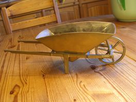 dekorative, massive Messing Schubkarre, Vintage, a.d. 70ern