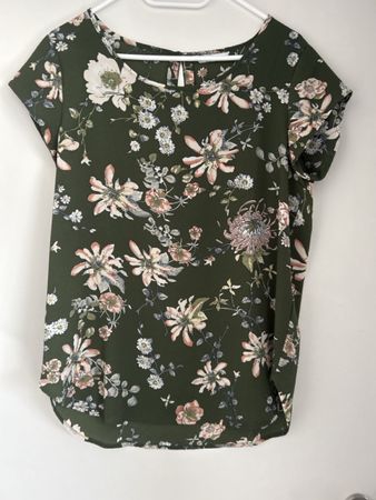 Bluse von Only, Grösse 38, khaki mit Blumenmuster