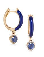 Orecchini in oro rosa 18k con diamanti e zaffiri naturali
