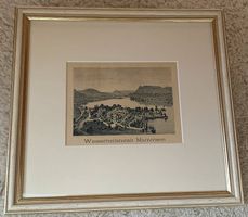 Original Holzstich J. Weber: Wasserheilanstalt Mammern (TG) 
