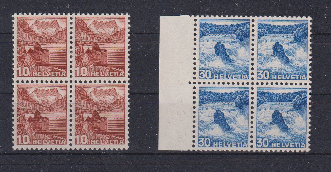 Alle Briefmarken: Schweiz 1936-42: 2 4erblocks Rollenmarken ** - Kat. 190.-++ – Neu (gemäss Beschreibung) aus Eschlikon TG von PhilCon