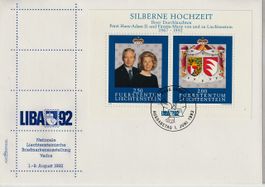 Liechtenstein 1992 Block-Silberne Hochzeit FDC