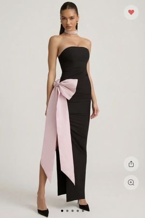 Robe noire élégante avec noeud rose, 36, soirée/prom/bal