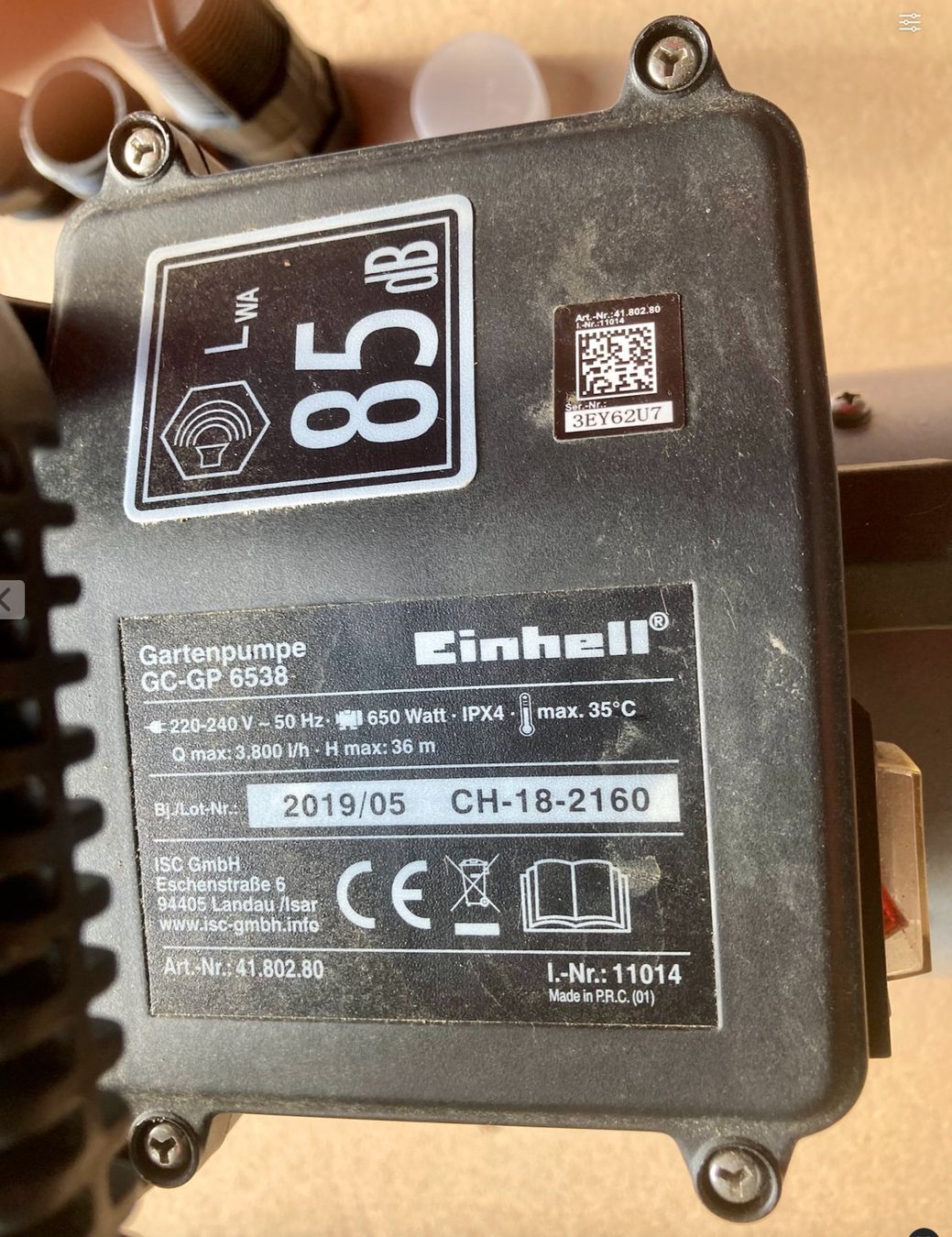 Einhell Pompes et pièces: Einhell Gartenpumpe GC-GP 6538 – D'occasion à Affoltern BE par Jackylondon 2