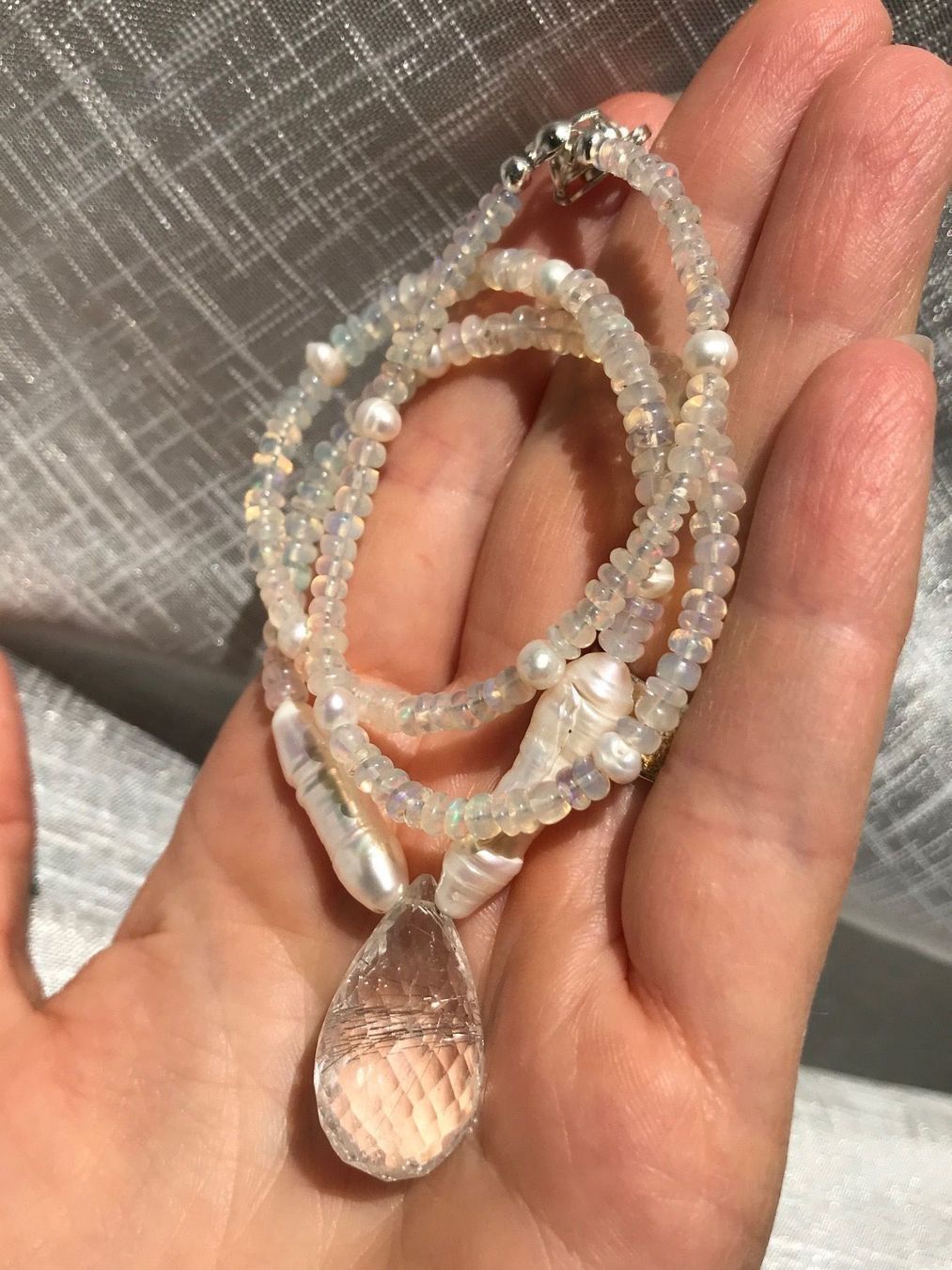 Ketten: Opal, Rutilquarz, Keshiperlen Kette NEU – Neu (gemäss Beschreibung) aus Basel von Chili007 2